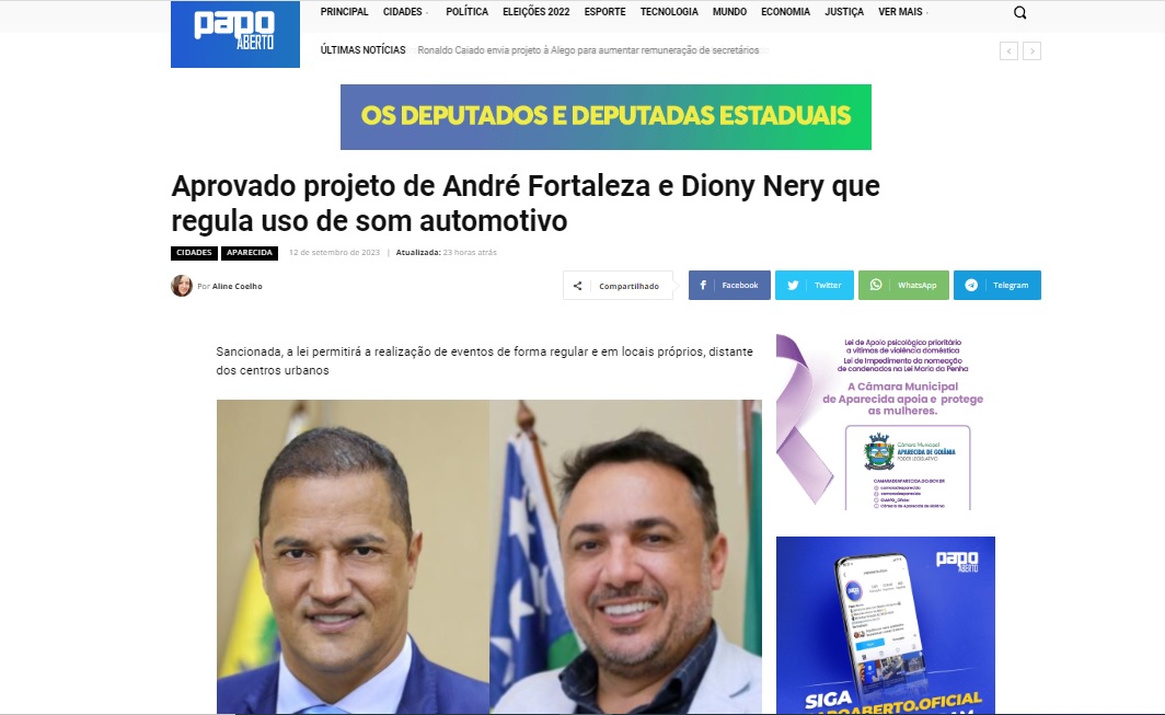 Aprovado projeto de André Fortaleza e Diony Nery que regula uso de som automotivo