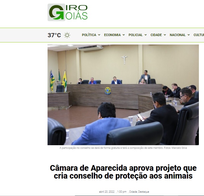 Câmara de Aparecida aprova projeto que cria conselho de proteção aos animais