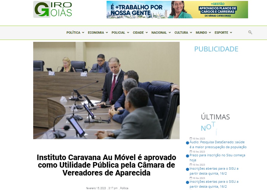 Instituto Caravana Au Móvel é aprovado como Utilidade Pública pela Câmara de Vereadores de Aparecida