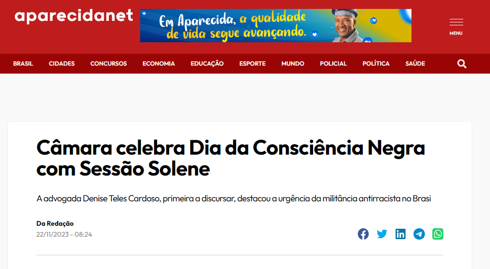 Câmara celebra Dia da Consciência Negra com Sessão Solene