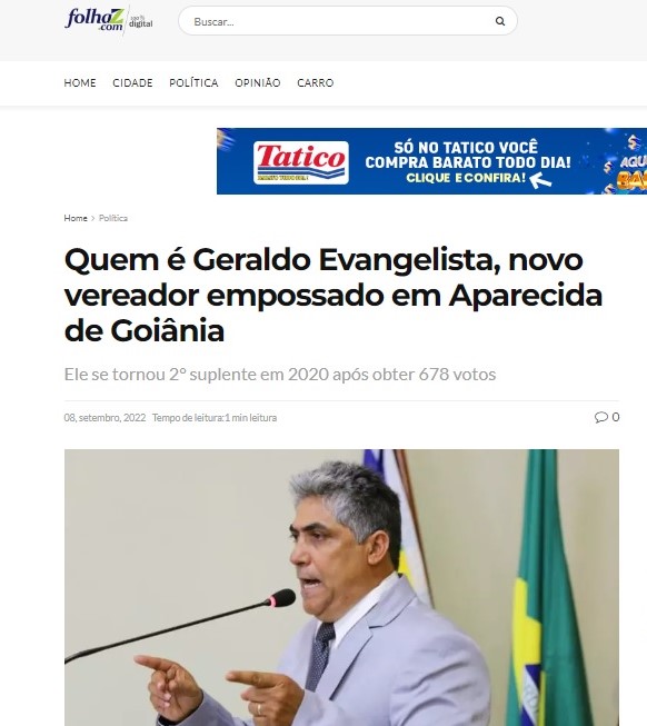 Quem é Geraldo Evangelista, novo vereador empossado em Aparecida de Goiânia