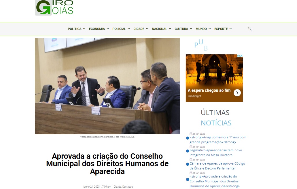 Aprovada a criação do Conselho Municipal dos Direitos Humanos de Aparecida