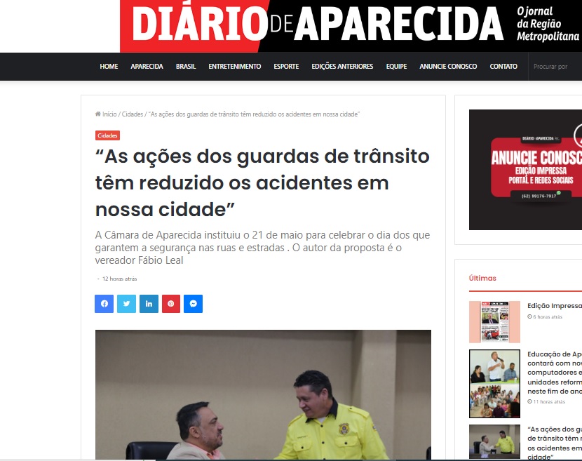 "As ações dos guardas de trânsito têm reduzido os acidentes em nossa cidade"