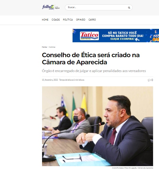 Conselho de Ética será criado na Câmara de Aparecida