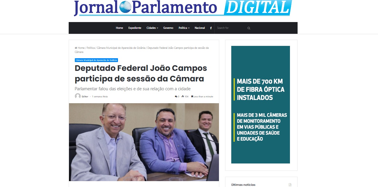 Deputado Federal João Campos participa da sessão da Câmara