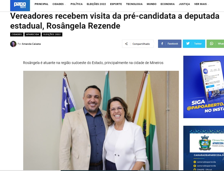 Vereadores recebem visita da pré-candidata a Deputada Estadual, Rosângela Rezende