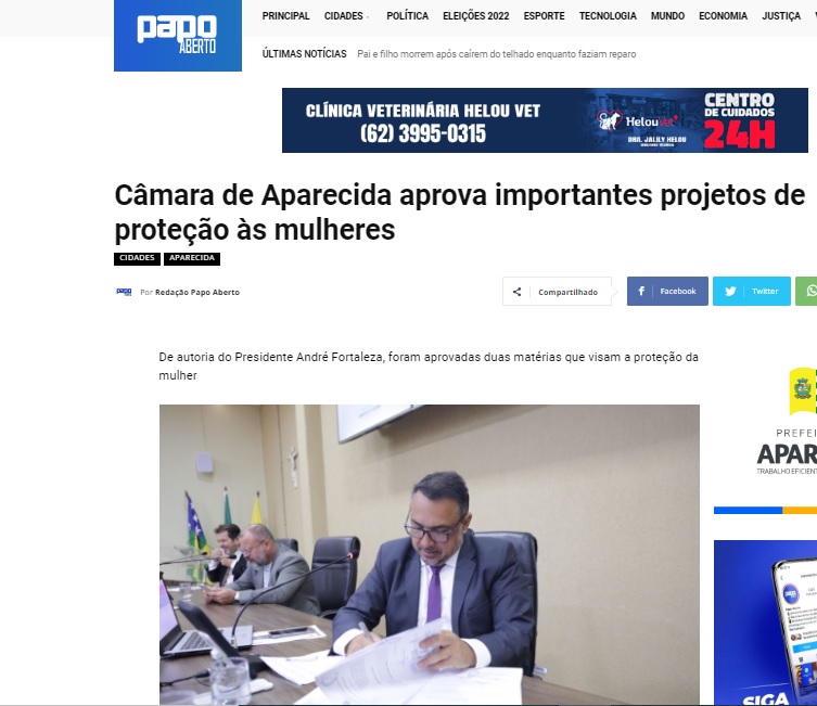 Câmara de Aparecida aprova importantes projetos de proteção às mulheres