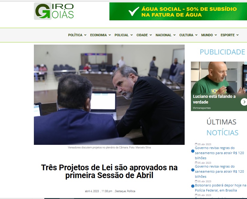 Três Projetos de Lei são aprovados na primeira Sessão de Abril