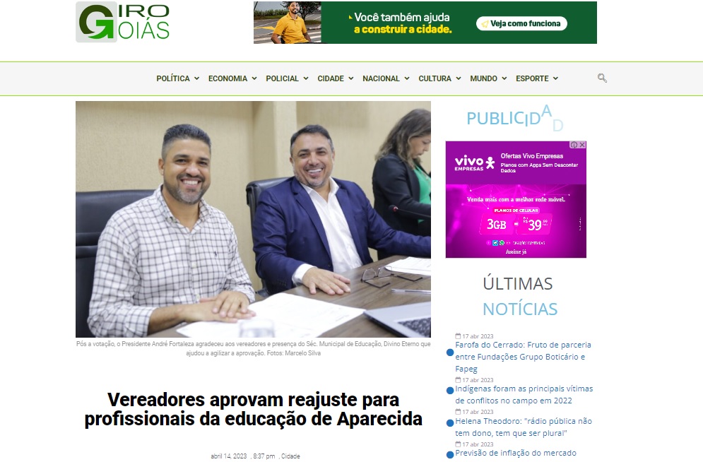 Vereadores aprovam reajuste para profissionais da educação de Aparecida