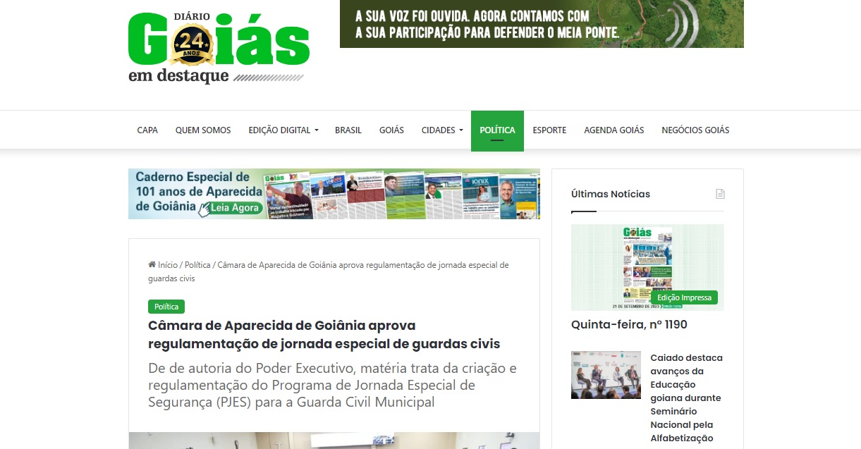 Câmara de Aparecida de Goiânia aprova regulamentação de jornada especial de Guardas Civis
