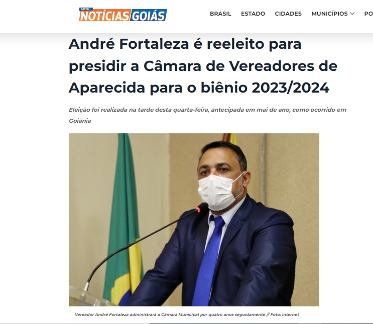 André Fortaleza é reeleito para presidir a Câmara de Vereadores de Aparecida para o biênio 2023/2024