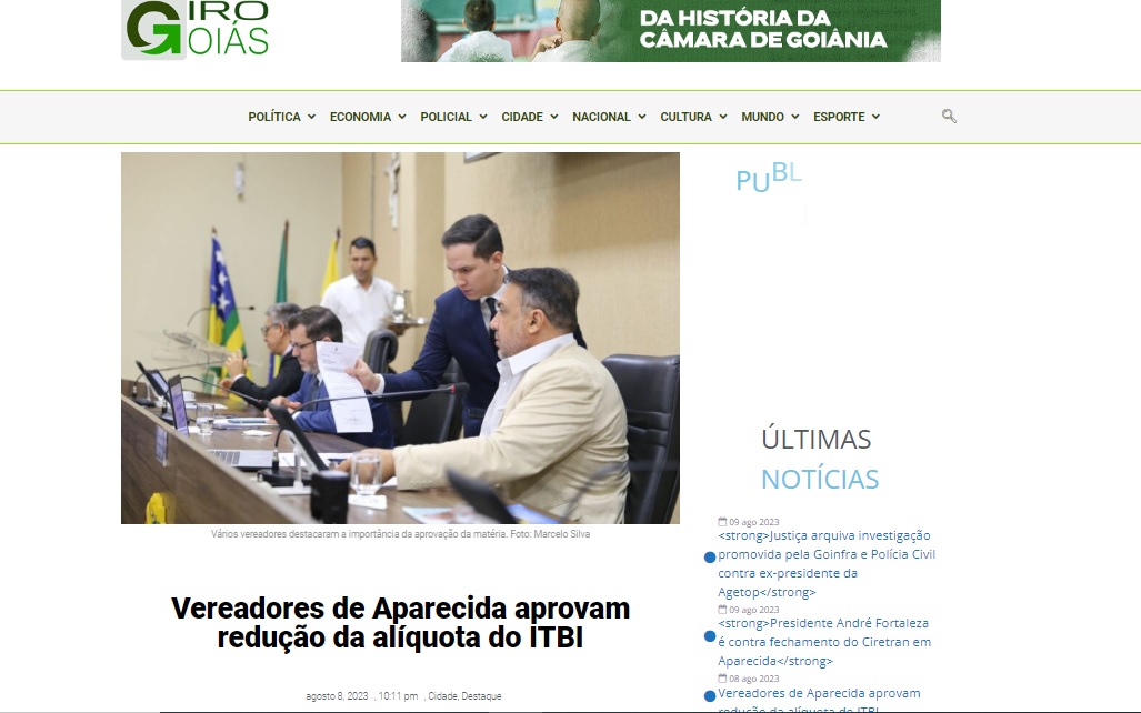 Vereadores de Aparecida aprovam redução da alíquota do ITBI