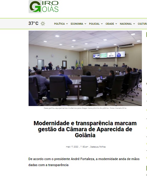 Modernidade e transparência marcam gestão da Câmara de Aparecida de Goiânia