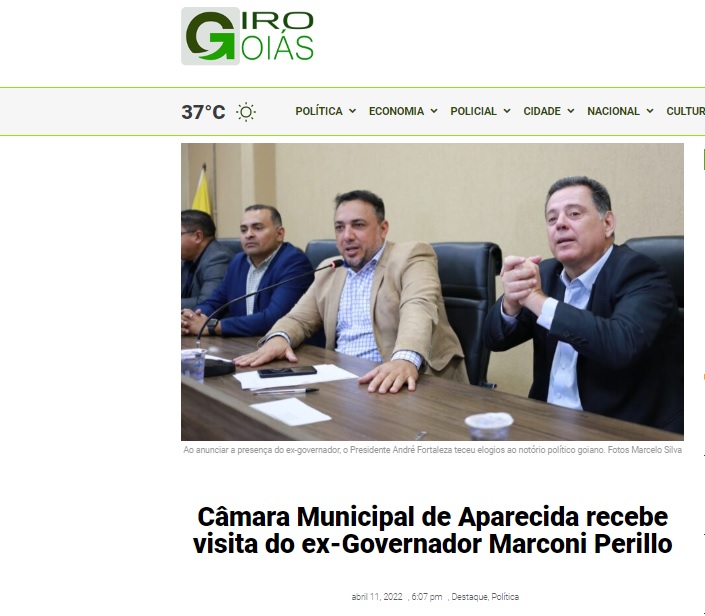 Câmara Municipal de Aparecida recebe visita do ex-Governador Marconi Perillo