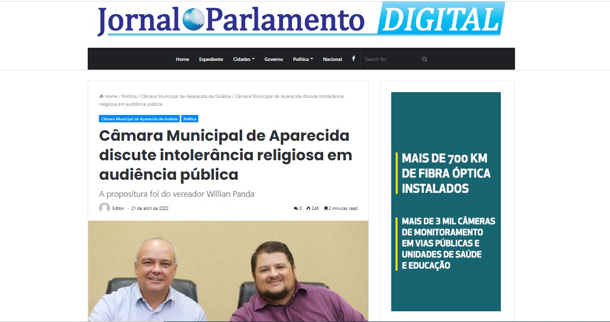 Câmara Municipal de Aparecida discute intolerância religiosa em audiência pública