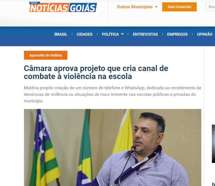Aprovado projeto do Presidente André Fortaleza que institui canal de denúncias para combater violência escolar em Aparecida de Goiânia